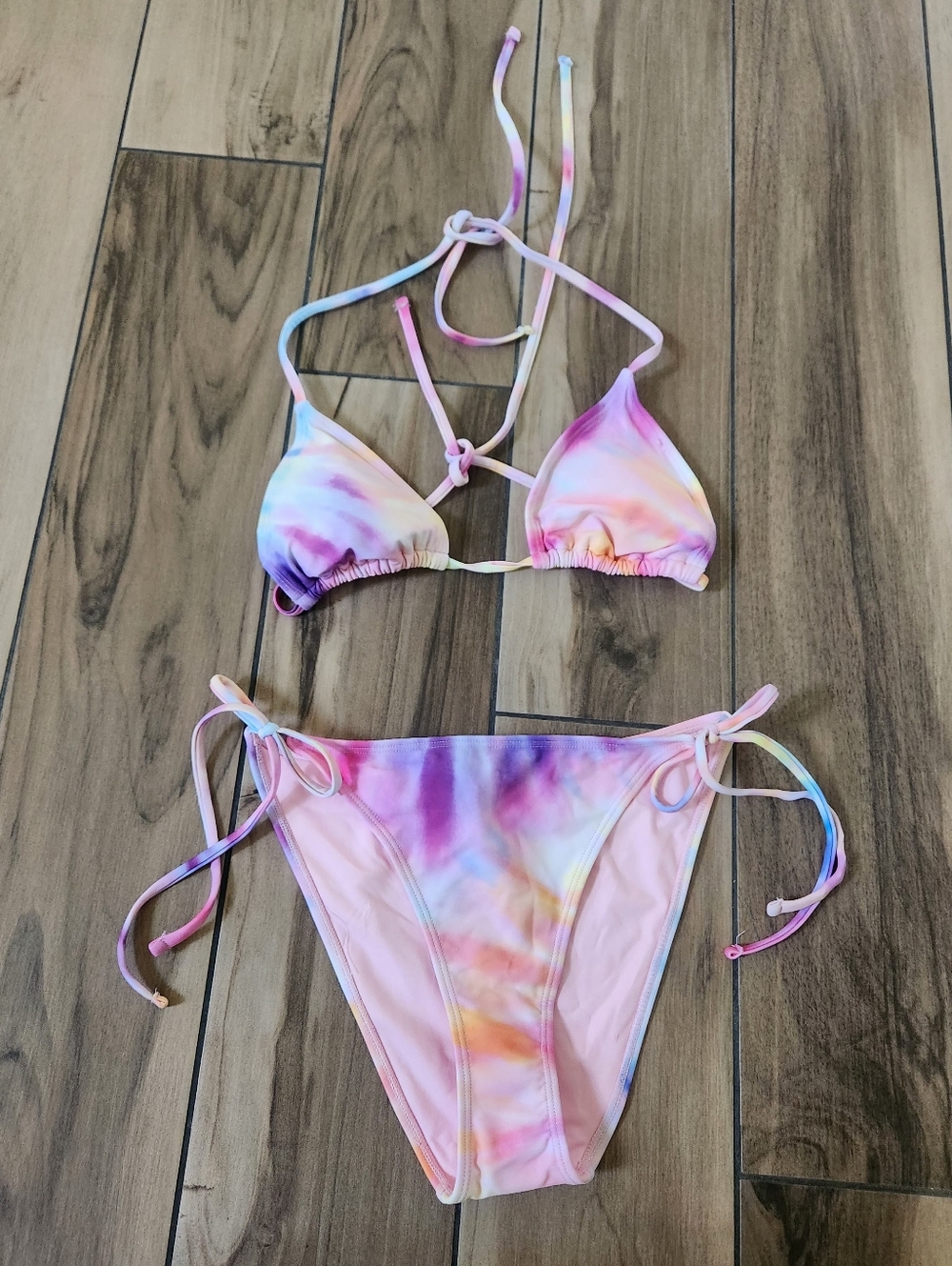 Forever 21 Tie-Dye Pastel Triangle String Bikini